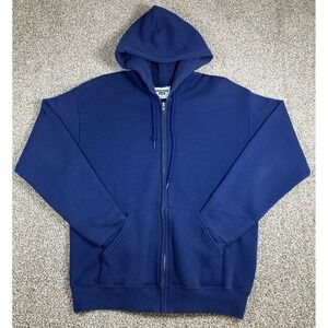 Vintage Lee Heavyweight‎ Full Zip Hoodie Men's Medium Blue Sweatshirt USA Made